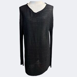 Eileen Fisher Tunic Womens M Asymmetrical Hem Variegated Tencel Rib Knit Sheer